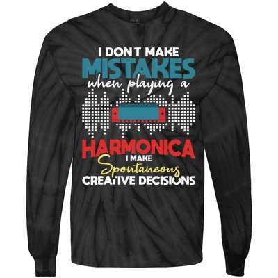 Spontaneous Creative Decisions Harmonica Player Harmonicist Tie-Dye Long Sleeve Shirt