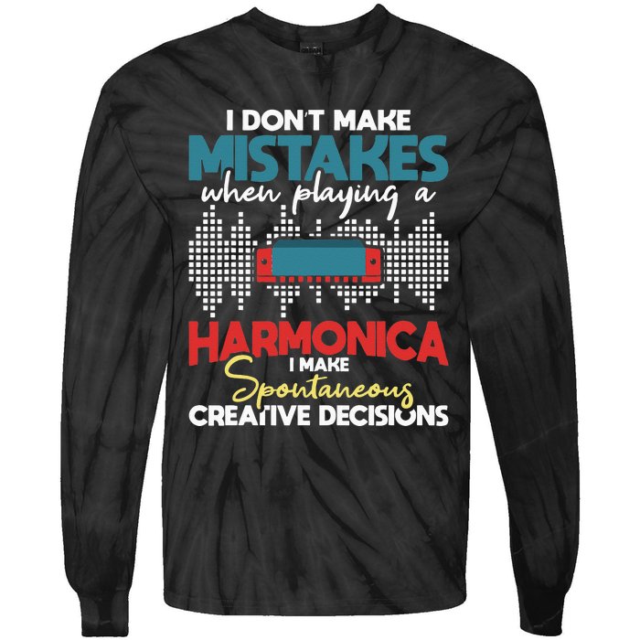 Spontaneous Creative Decisions Harmonica Player Harmonicist Tie-Dye Long Sleeve Shirt