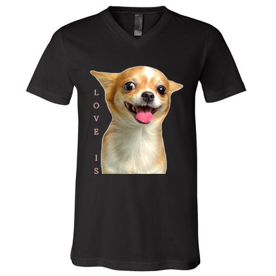 S Chihuahua Dog Mom Dad Love Pet Puppy Chiuauaha V-Neck T-Shirt