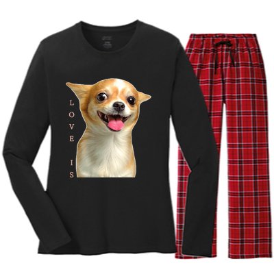 S Chihuahua Dog Mom Dad Love Pet Puppy Chiuauaha Women's Long Sleeve Flannel Pajama Set 