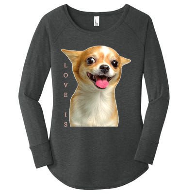 S Chihuahua Dog Mom Dad Love Pet Puppy Chiuauaha Women's Perfect Tri Tunic Long Sleeve Shirt