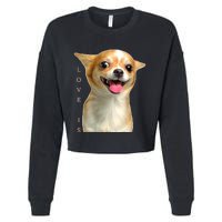 S Chihuahua Dog Mom Dad Love Pet Puppy Chiuauaha Cropped Pullover Crew