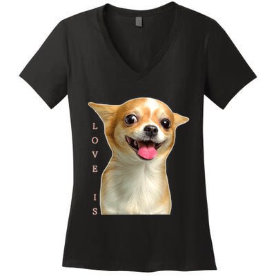 S Chihuahua Dog Mom Dad Love Pet Puppy Chiuauaha Women's V-Neck T-Shirt