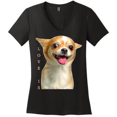 S Chihuahua Dog Mom Dad Love Pet Puppy Chiuauaha Women's V-Neck T-Shirt