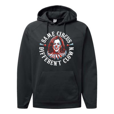 Same Circus Different Clown Funny Kamala Harris Clown Performance Fleece Hoodie