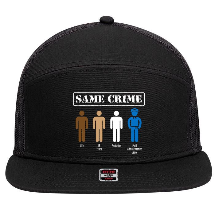 Same Crime Different Time Funny Satirical 7 Panel Mesh Trucker Snapback Hat