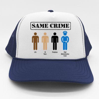 Same Crime Different Time Funny Satirical Trucker Hat