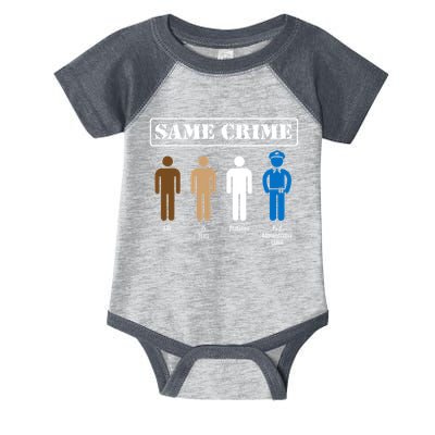 Same Crime Different Time Funny Satirical Infant Baby Jersey Bodysuit