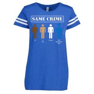 Same Crime Different Time Funny Satirical Enza Ladies Jersey Football T-Shirt