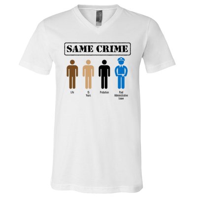 Same Crime Different Time Funny Satirical V-Neck T-Shirt