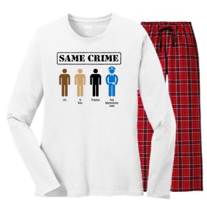 Same Crime Different Time Funny Satirical Women's Long Sleeve Flannel Pajama Set 