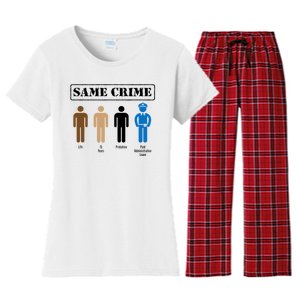 Same Crime Different Time Funny Satirical Women's Flannel Pajama Set