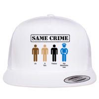 Same Crime Different Time Funny Satirical Flat Bill Trucker Hat
