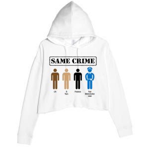 Same Crime Different Time Funny Satirical Crop Fleece Hoodie