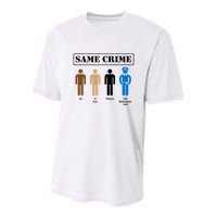 Same Crime Different Time Funny Satirical Youth Performance Sprint T-Shirt