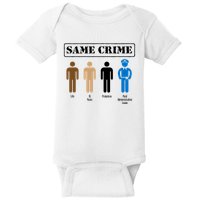 Same Crime Different Time Funny Satirical Baby Bodysuit