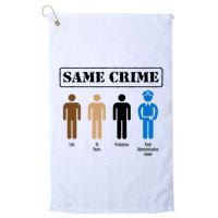 Same Crime Different Time Funny Satirical Golf Towel
