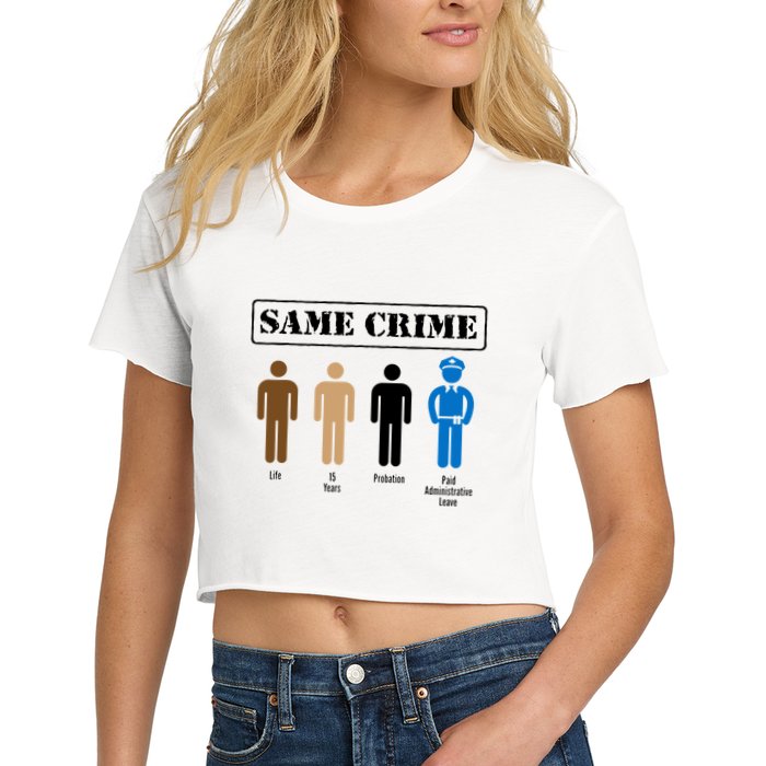Same Crime Different Time Funny Satirical Crop Top