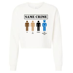 Same Crime Different Time Funny Satirical Cropped Pullover Crew