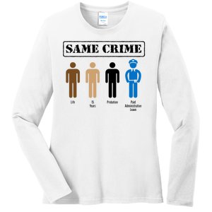 Same Crime Different Time Funny Satirical Ladies Long Sleeve Shirt