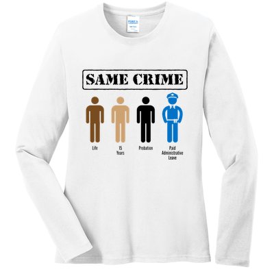 Same Crime Different Time Funny Satirical Ladies Long Sleeve Shirt