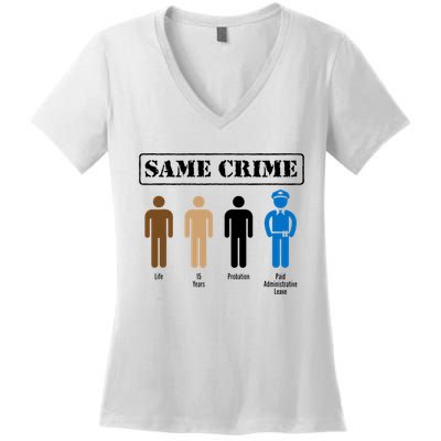 Same Crime Different Time Funny Satirical Women's V-Neck T-Shirt