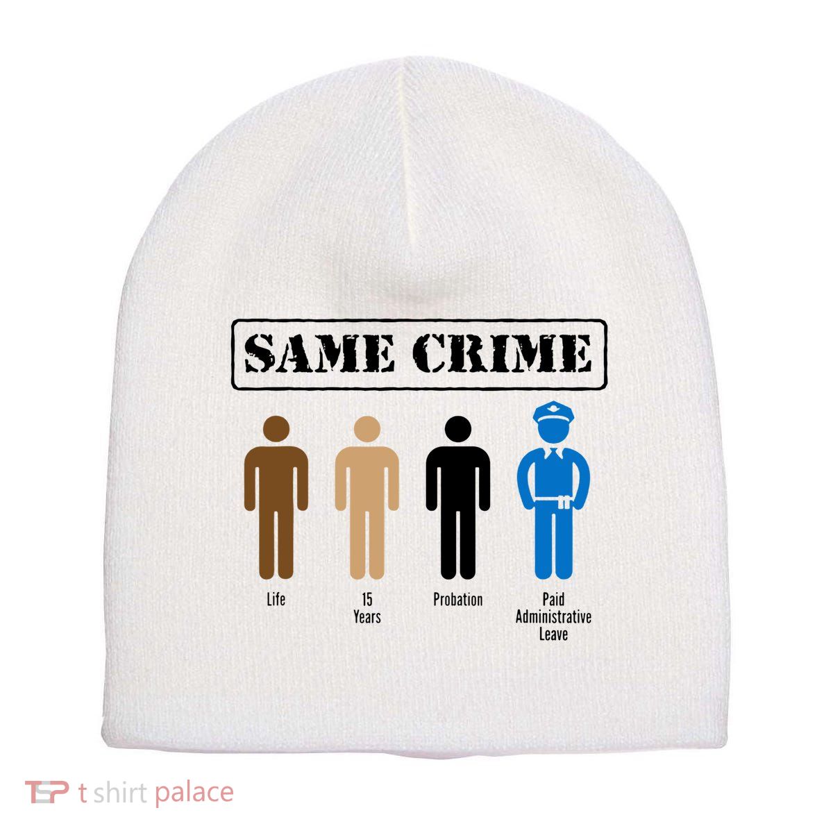 Same Crime Different Time Funny Satirical Short Acrylic Beanie