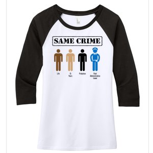 Same Crime Different Time Funny Satirical Women's Tri-Blend 3/4-Sleeve Raglan Shirt