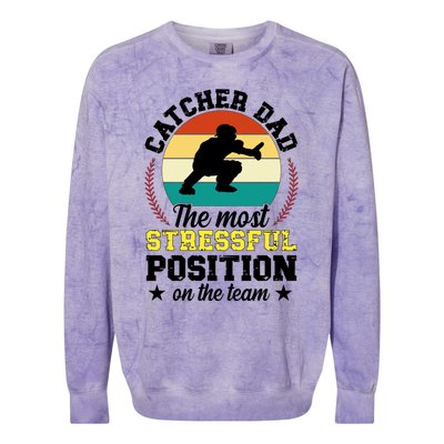 Softball Catcher Dad Funny Dad Of A Softball Catcher Father Meaningful Gift Colorblast Crewneck Sweatshirt