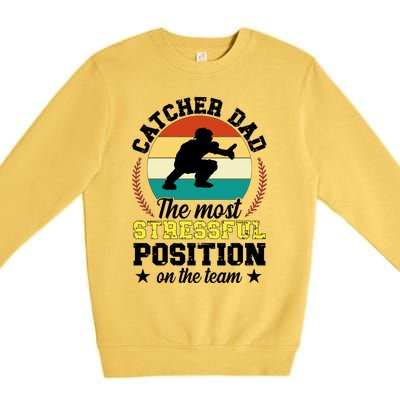 Softball Catcher Dad Funny Dad Of A Softball Catcher Father Meaningful Gift Premium Crewneck Sweatshirt