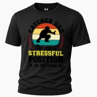 Softball Catcher Dad Funny Dad Of A Softball Catcher Father Meaningful Gift Cooling Performance Crew T-Shirt