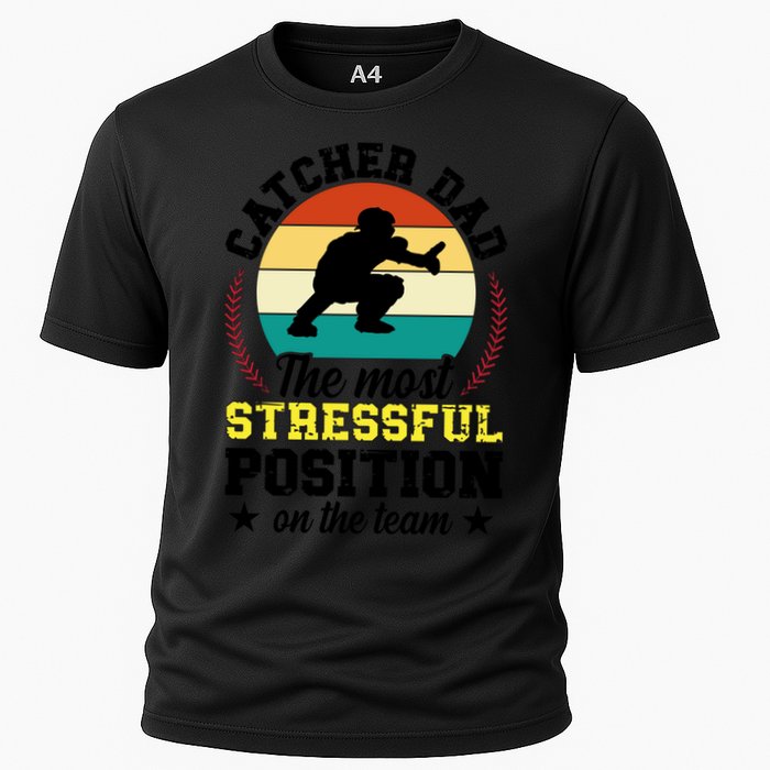 Softball Catcher Dad Funny Dad Of A Softball Catcher Father Meaningful Gift Cooling Performance Crew T-Shirt