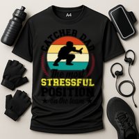 Softball Catcher Dad Funny Dad Of A Softball Catcher Father Meaningful Gift Cooling Performance Crew T-Shirt