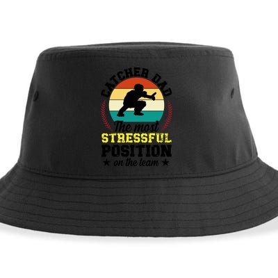 Softball Catcher Dad Funny Dad Of A Softball Catcher Father Meaningful Gift Sustainable Bucket Hat