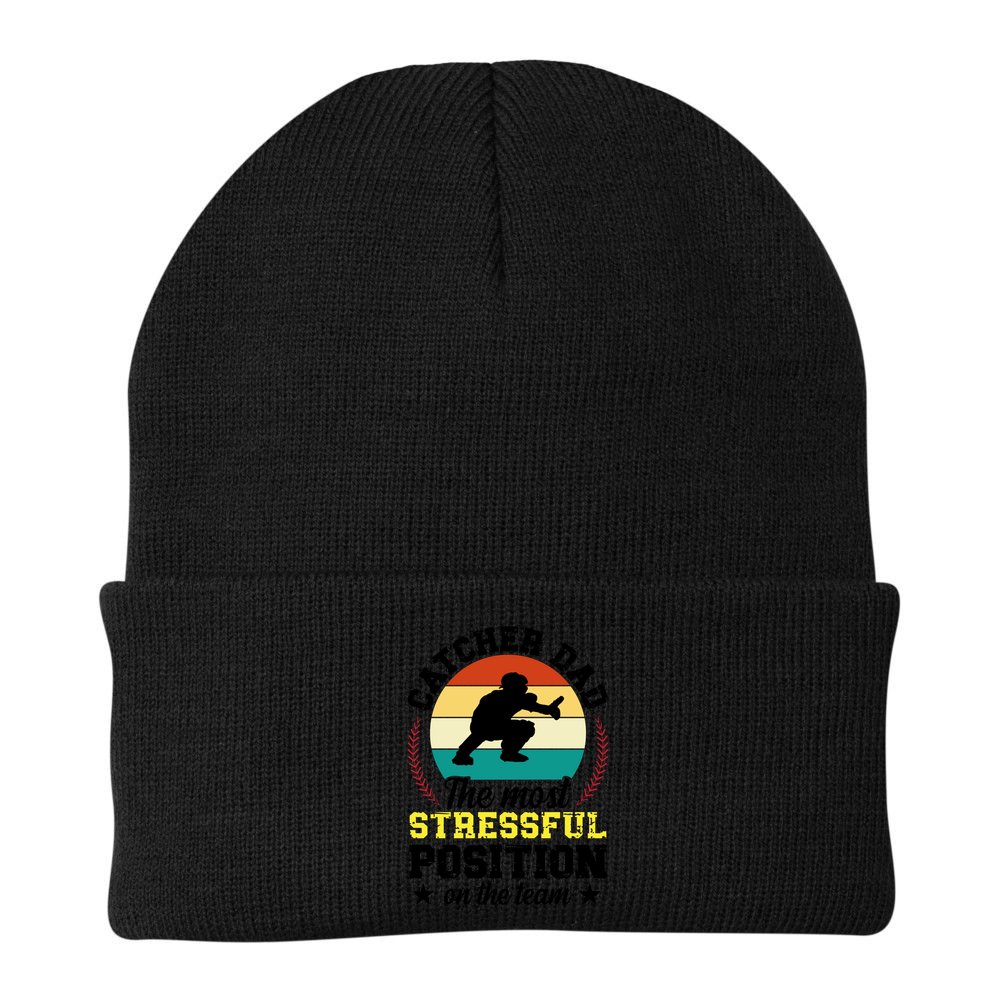 Softball Catcher Dad Funny Dad Of A Softball Catcher Father Meaningful Gift Beanie