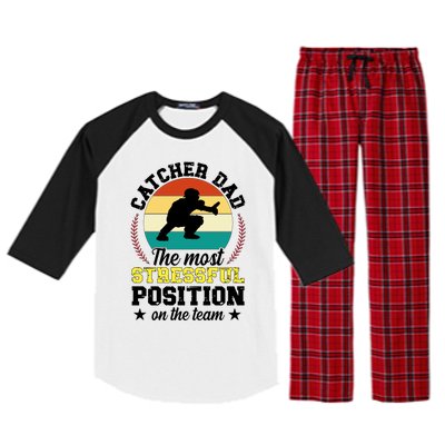 Softball Catcher Dad Funny Dad Of A Softball Catcher Father Meaningful Gift Raglan Sleeve Pajama Set