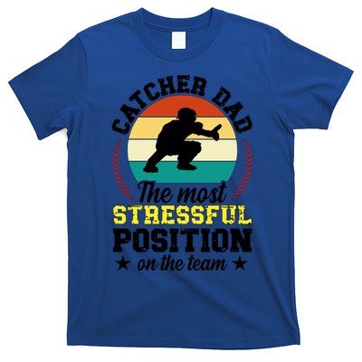Softball Catcher Dad Funny Dad Of A Softball Catcher Father Meaningful Gift T-Shirt