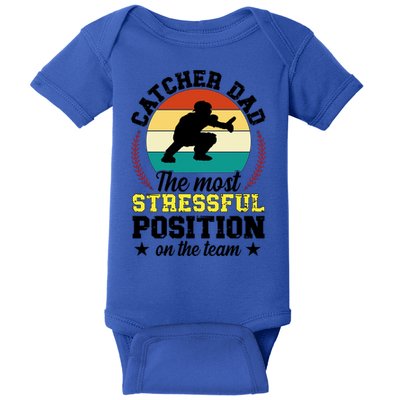 Softball Catcher Dad Funny Dad Of A Softball Catcher Father Meaningful Gift Baby Bodysuit