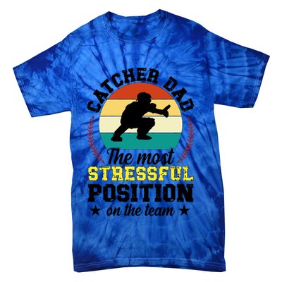Softball Catcher Dad Funny Dad Of A Softball Catcher Father Meaningful Gift Tie-Dye T-Shirt