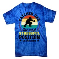 Softball Catcher Dad Funny Dad Of A Softball Catcher Father Meaningful Gift Tie-Dye T-Shirt