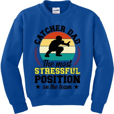 Softball Catcher Dad Funny Dad Of A Softball Catcher Father Meaningful Gift Kids Sweatshirt
