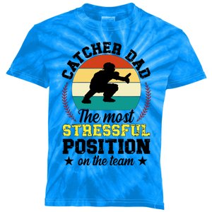 Softball Catcher Dad Funny Dad Of A Softball Catcher Father Meaningful Gift Kids Tie-Dye T-Shirt