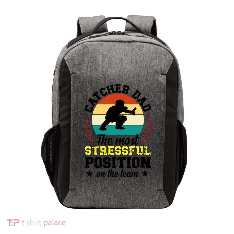 Softball Catcher Dad Funny Dad Of A Softball Catcher Father Meaningful Gift Vector Backpack