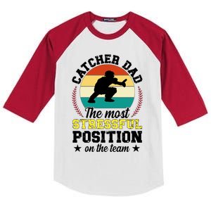 Softball Catcher Dad Funny Dad Of A Softball Catcher Father Meaningful Gift Kids Colorblock Raglan Jersey