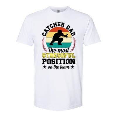 Softball Catcher Dad Funny Dad Of A Softball Catcher Father Meaningful Gift Softstyle CVC T-Shirt