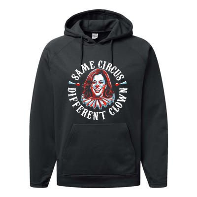 Same Circus Different Clown Funny Kamala Harris Clown Performance Fleece Hoodie