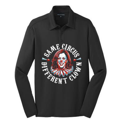 Same Circus Different Clown Funny Kamala Harris Clown Silk Touch Performance Long Sleeve Polo