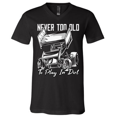 SPRINT CAR DIRT TRACK RACING Play In Dirt V-Neck T-Shirt