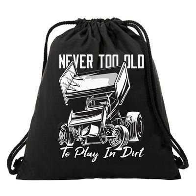SPRINT CAR DIRT TRACK RACING Play In Dirt Drawstring Bag