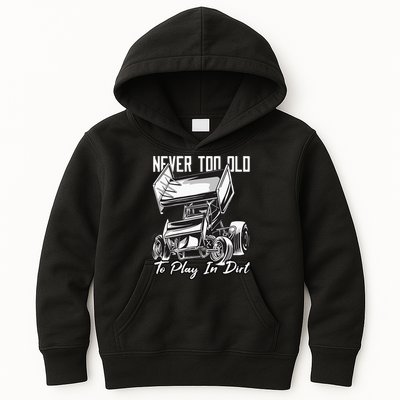 SPRINT CAR DIRT TRACK RACING Play In Dirt Kids Hoodie